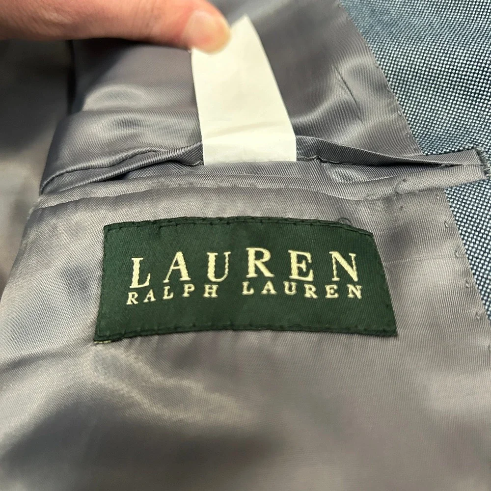 Lauren Ralph Lauren Blazer 43R Blue Micro‎ Pattern Two Button Sport Coat